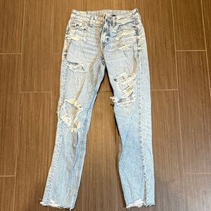 American Eagle Outfitters Light Blue Distressed Straight Leg Jeans